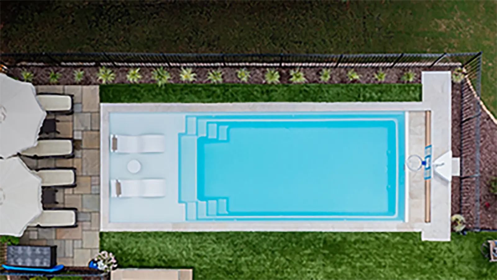 The Imagine Pools Freedom with Splash Pad Fiberglass Pool