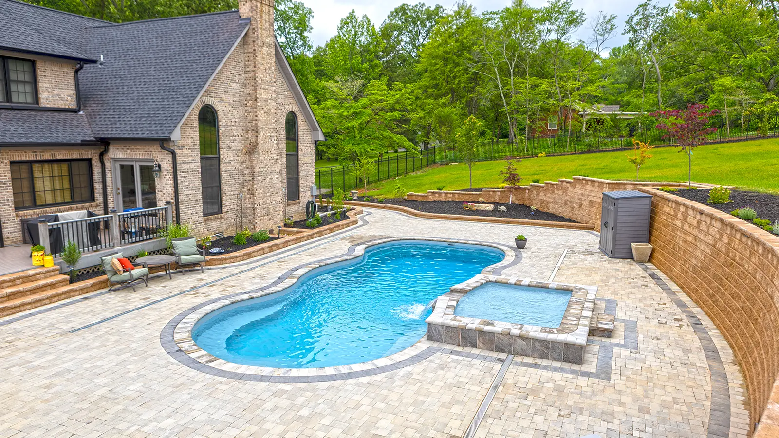 Imagine Pools Elation Fiberglass Pool for swimming with spa