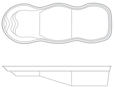 LineDrawing_TheElation Imagine Pools Elation fiberglass swimming pool line drawing