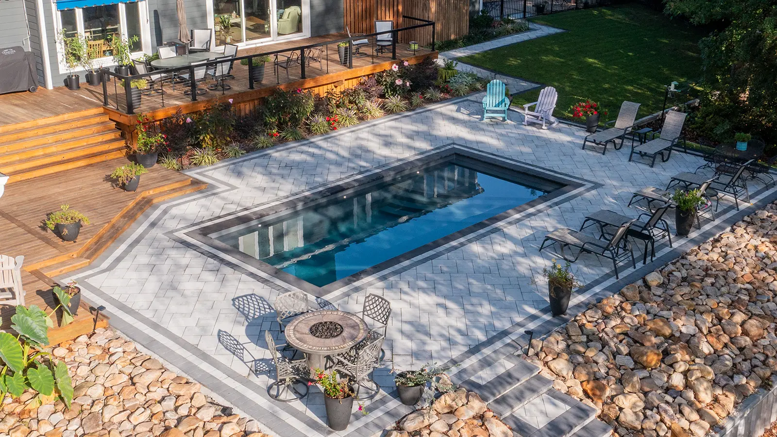 Imagine Pools Bliss 26 in Storm Grey drone view