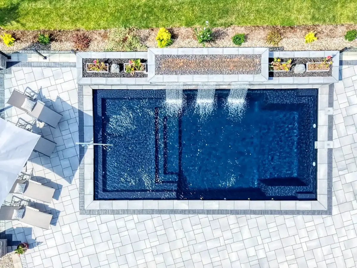pool installation and complete backyard transformation 