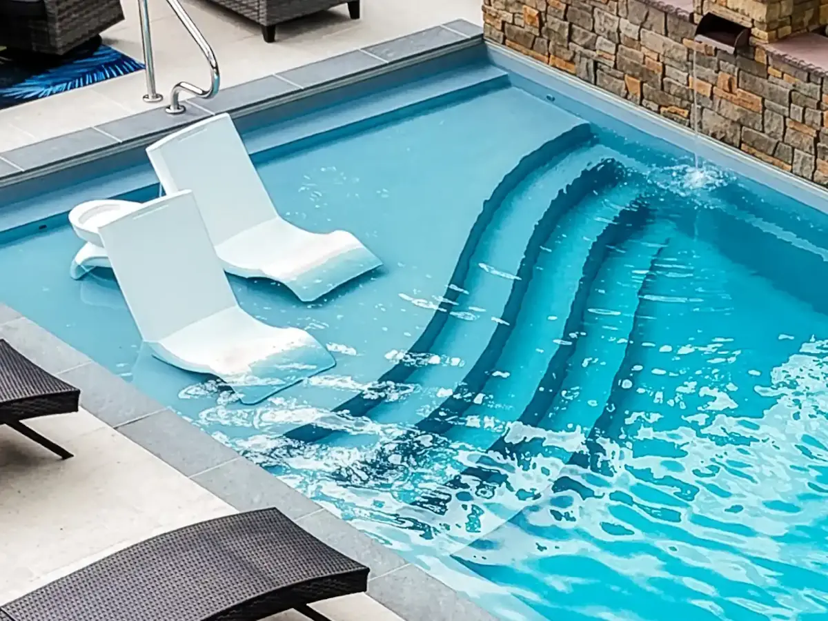 The Bliss 35 backyard pool in Ice Silver Color